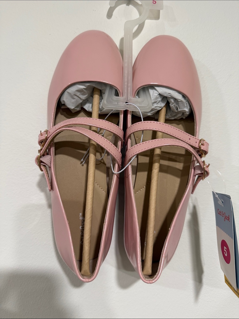 Girls Pink Double-Strap  Flats